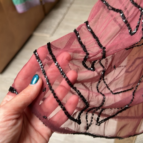 Free People Sheer Mesh Beaded Embellished Mini Slip Dress - Picture 15 of 16